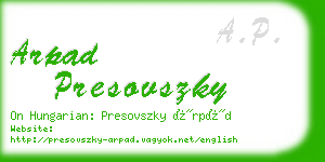 arpad presovszky business card